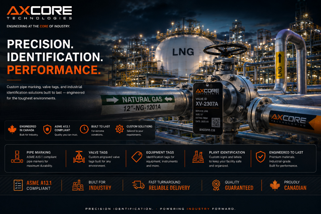 Industrial valve tags and pipe markers — AXCORE Industrial Identification